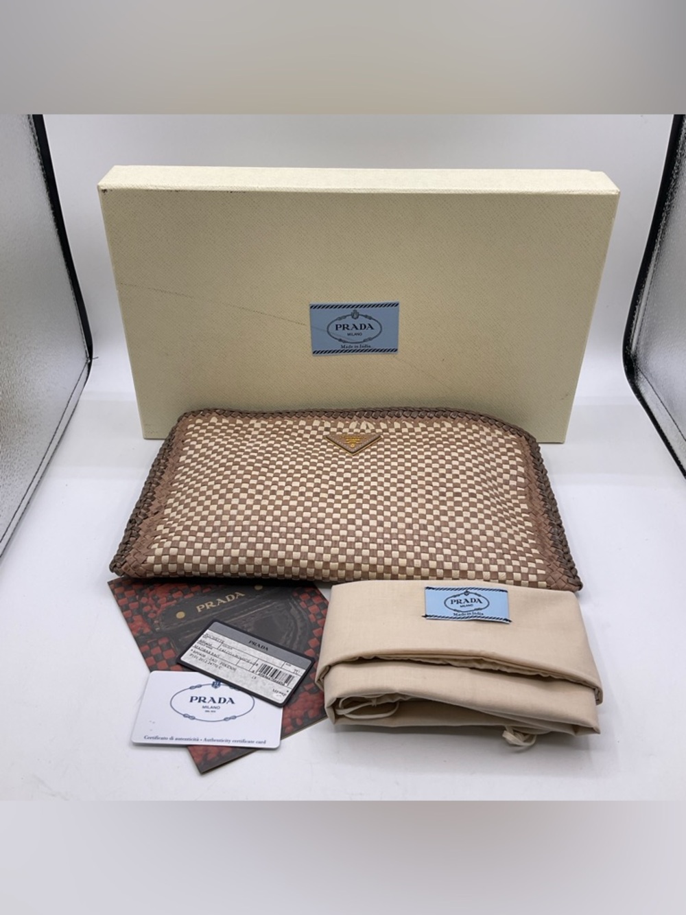 Prada Madras Pouchette Purse BP0406 Taclo + Pomice